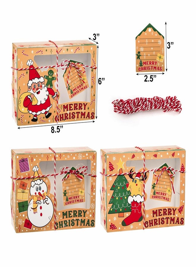 Elsjoy 30 Pack Christmas Cookie Boxes with Window, Christmas Treat Boxes Paper Candy Box with Tags & Ribbons, Xmas Treat Container Bakery Dessert Boxes for Cupcake, Donut, Party Favor - Image 2
